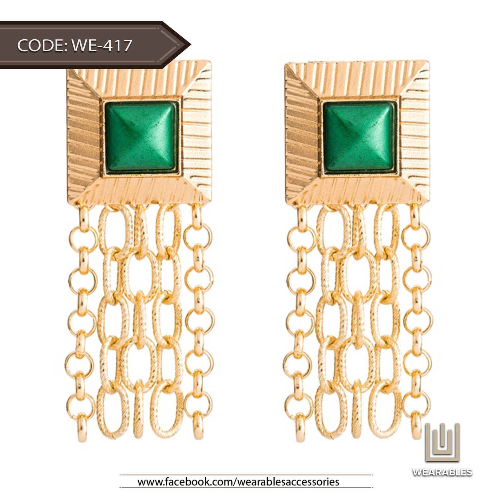 Stoned Square - Women Earrings