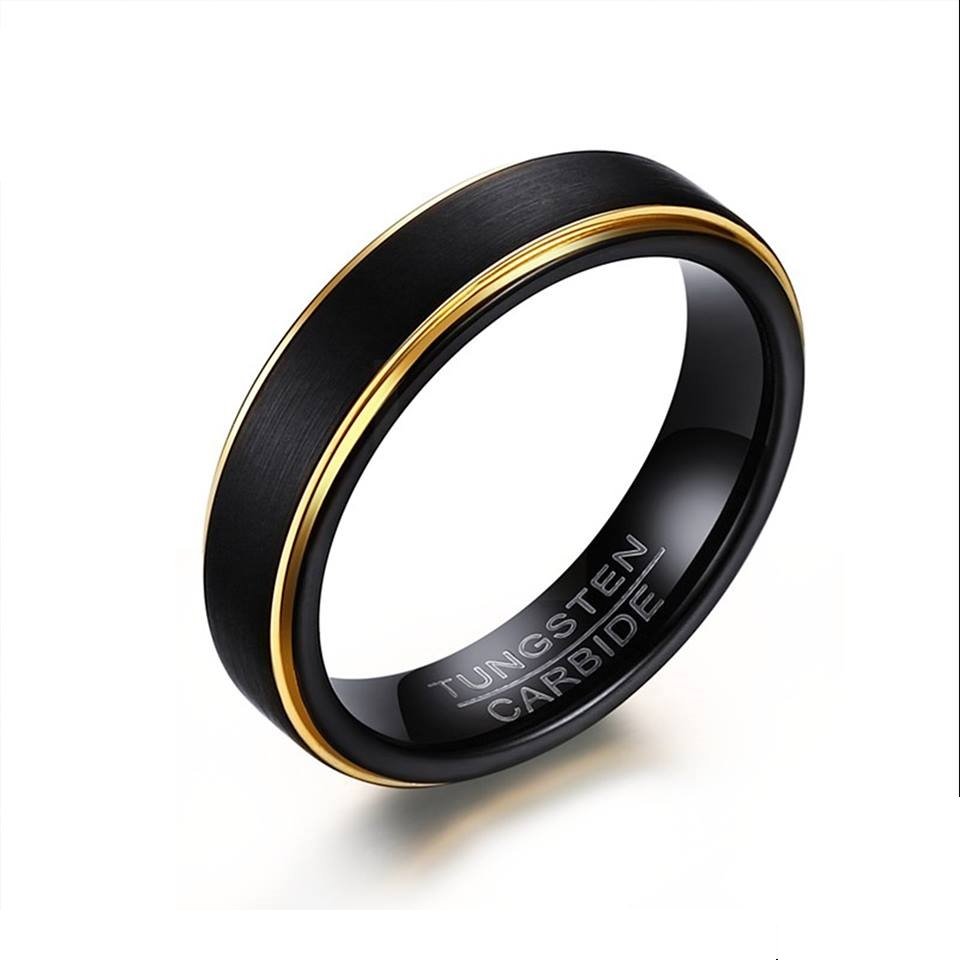 Thick Black Double Edge Tungsten Ring