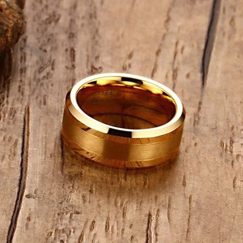 Thick Golden Highway - Tungsten Ring