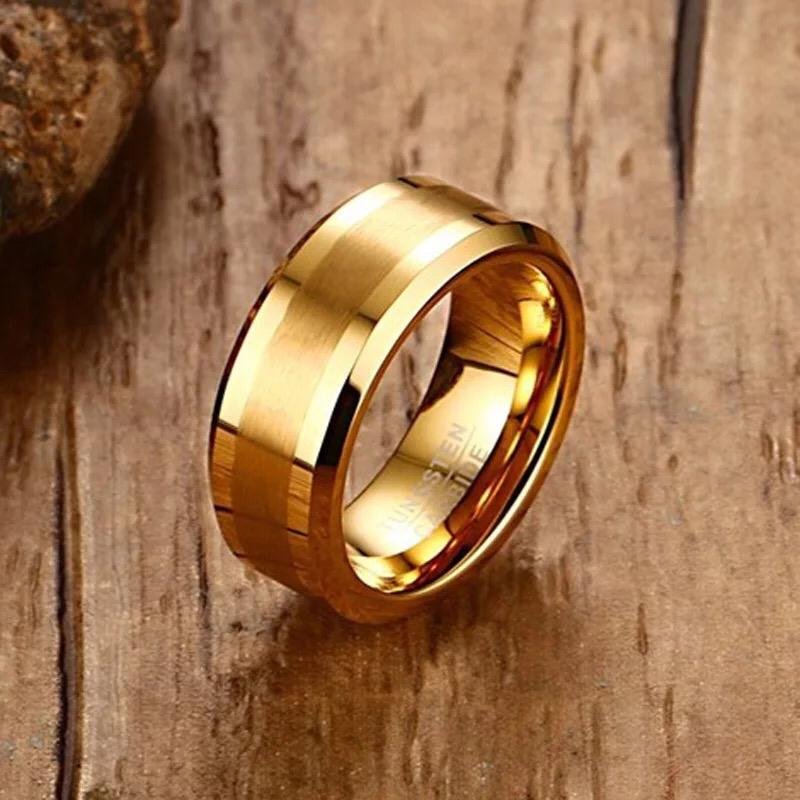 Thick Golden Highway - Tungsten Ring — image 5