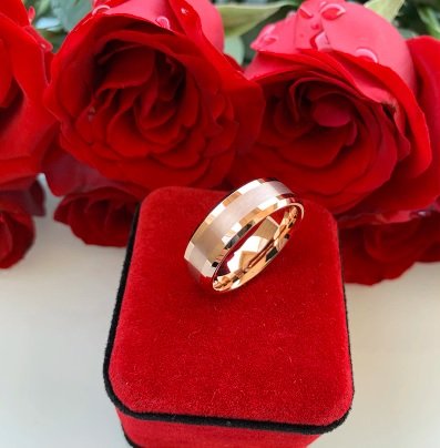 Thick Rose Gold Highway - Tungsten Ring