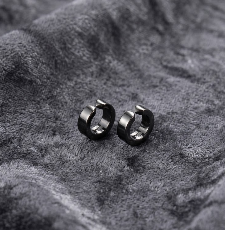 Timeless Hoop Studs for Men - Black