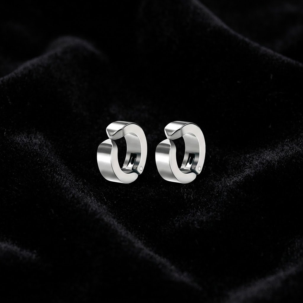 Timeless Hoop Studs for Men - Silver