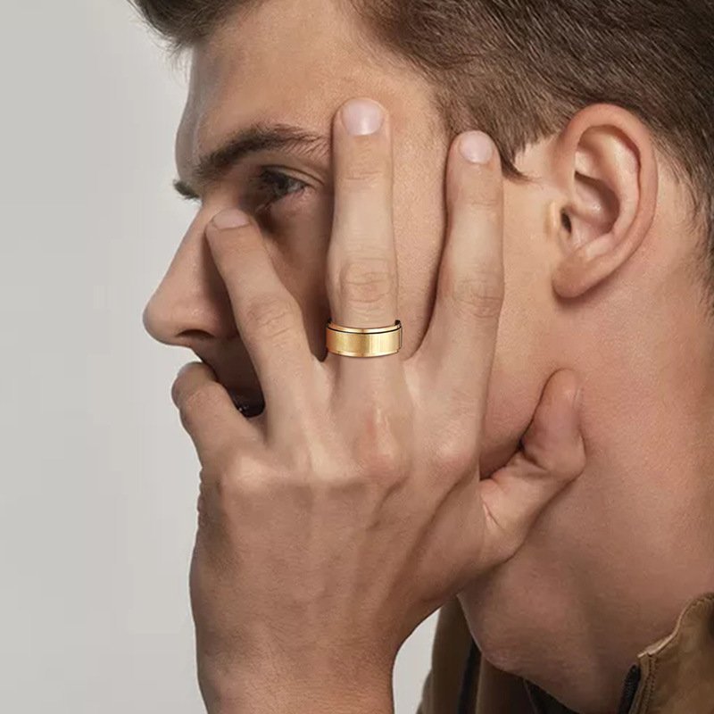 Top Spin – Stainless Steel Spinner Ring Gold