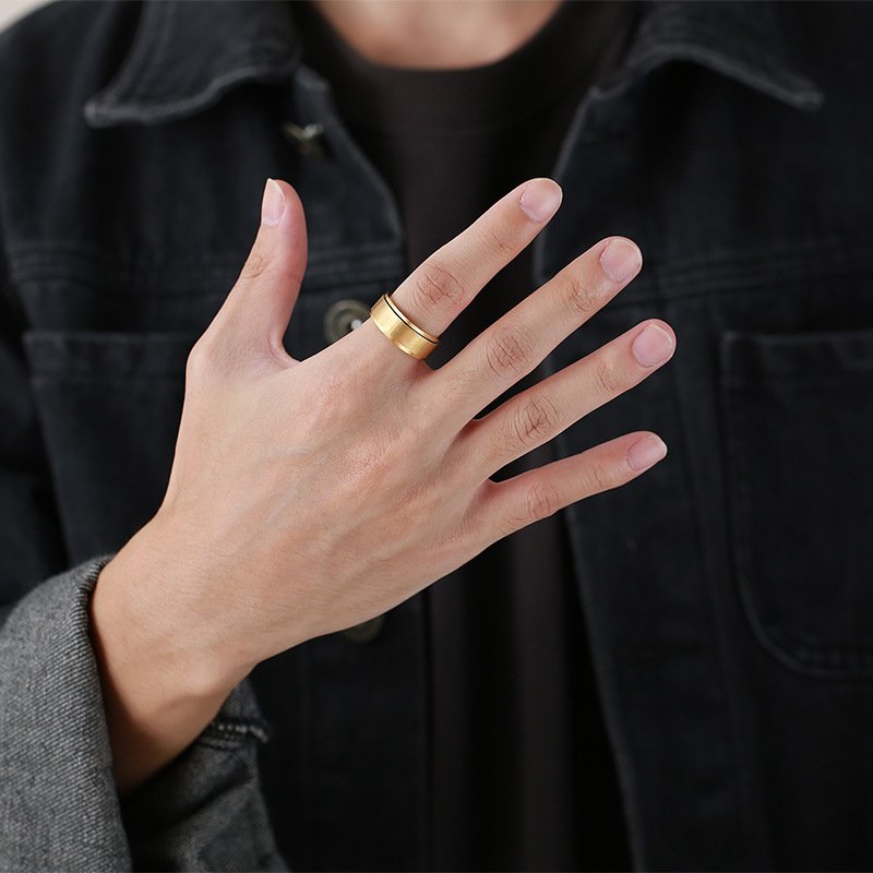 Top Spin – Stainless Steel Spinner Ring Gold — image 3