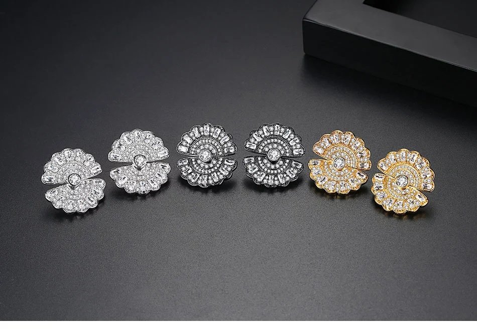 Twin Fan Gray- Women Earrings