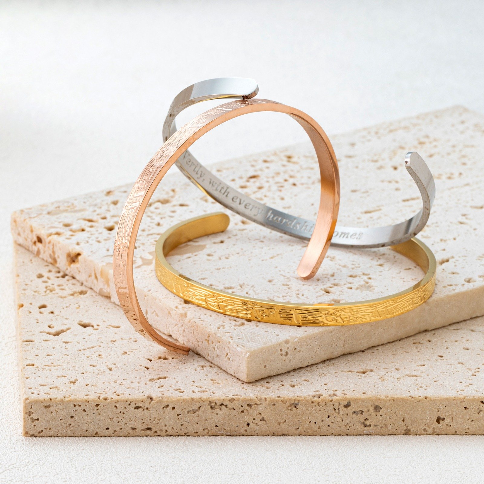 WB340 - Rose Gold Bracelet Cuff Bangle Men Women
