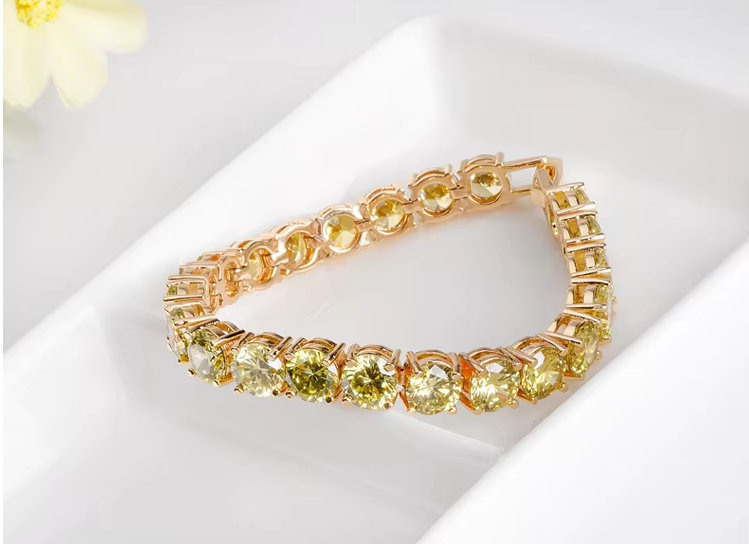 Gold-Toned Bracelet with Yellow Gemstones WB51 — image 4