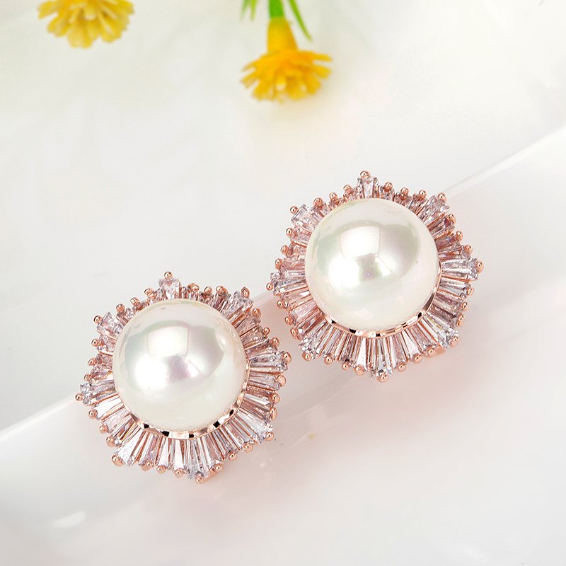 WE177 - Rose Gold - Pearl Earrings for Women