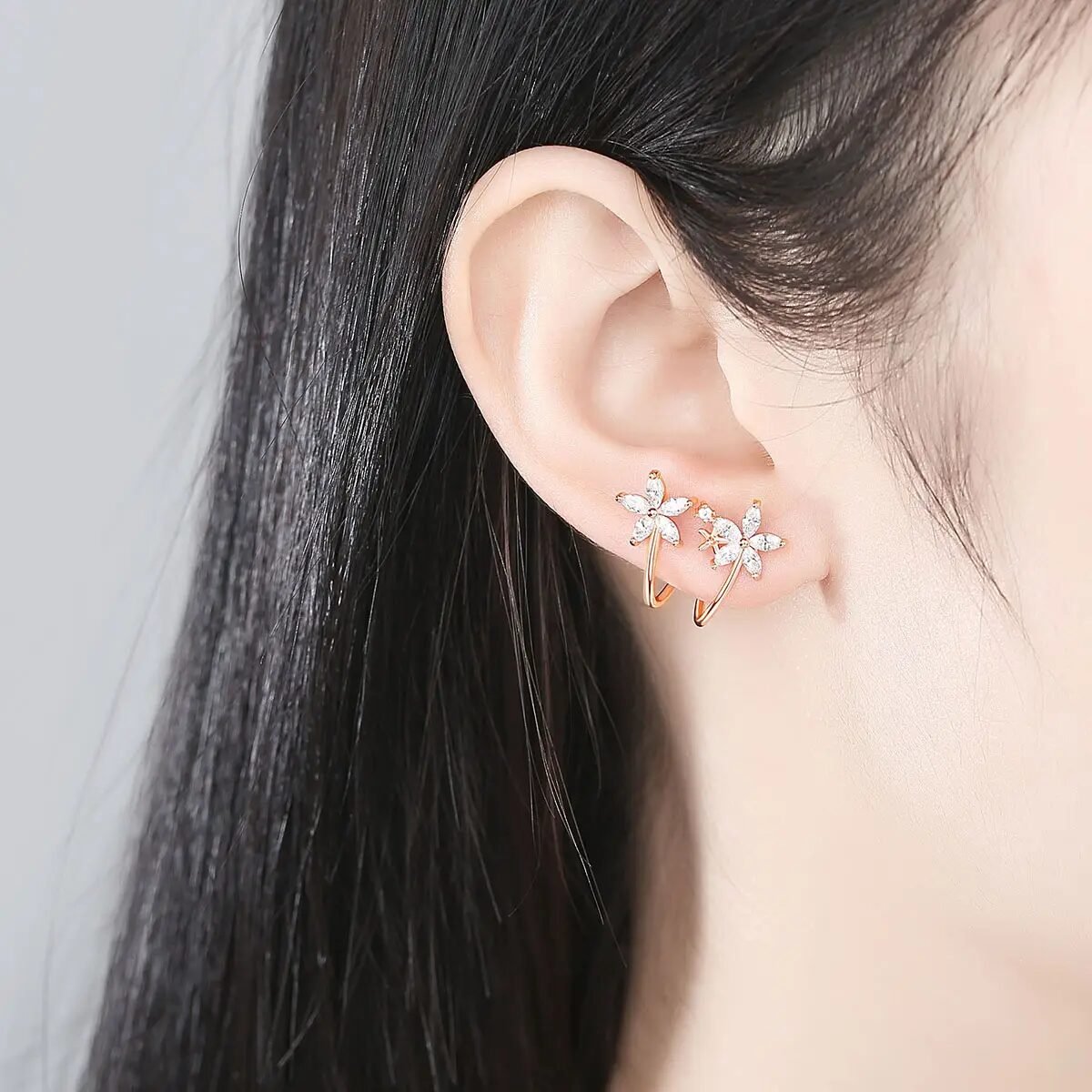 WE718- White Gold Earrings for Women — image 3