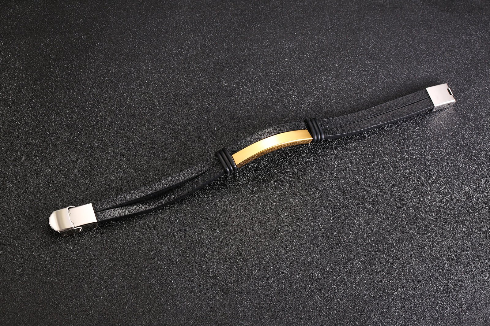 WM-B311 - Golden Genuine Leather | 316 Stainless Steel Bracelet — image 10