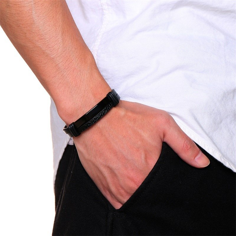 WM-B311 - Golden Genuine Leather | 316 Stainless Steel Bracelet