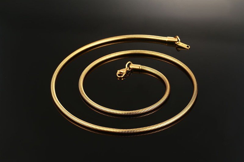 WM-C10 - 1 &amp;amp; 3 mm Men Golden Necklace Snake Chain