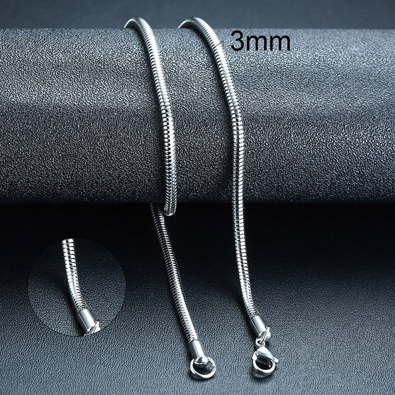 WM-C10 - Men's Silver Necklace Snake Chain — image 3