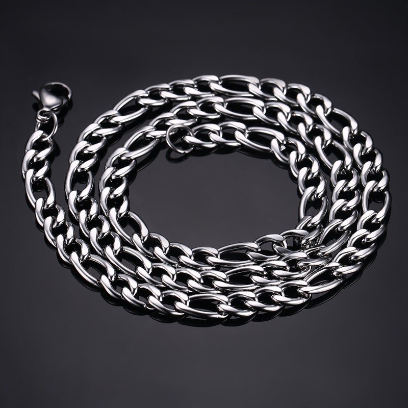 WM-C11-4.5mm Figaro Chain Men Silver Necklace Chain