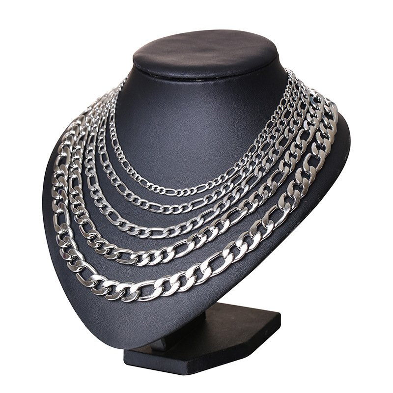 WM-C11-4.5mm Figaro Chain Men Silver Necklace Chain — image 3