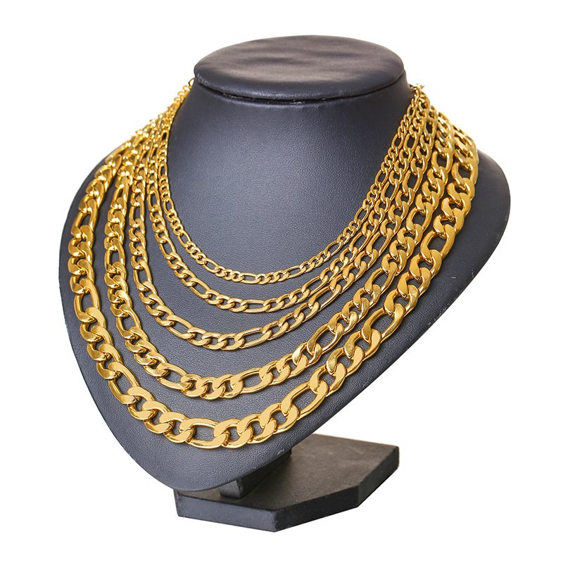 WM-C11 - 4.5mm Men Gold Necklace Figaro Chain
