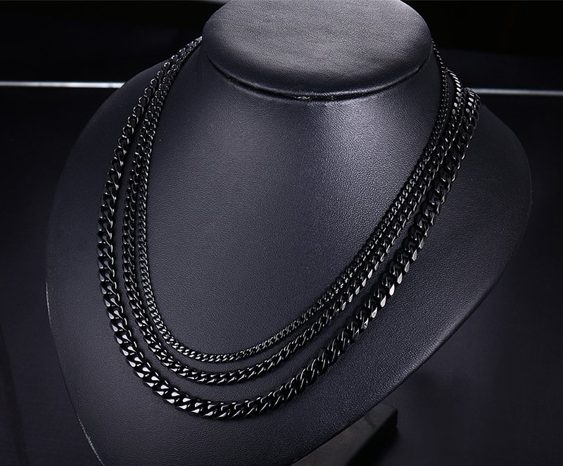 WM-C13 - Men Black Necklace Chain