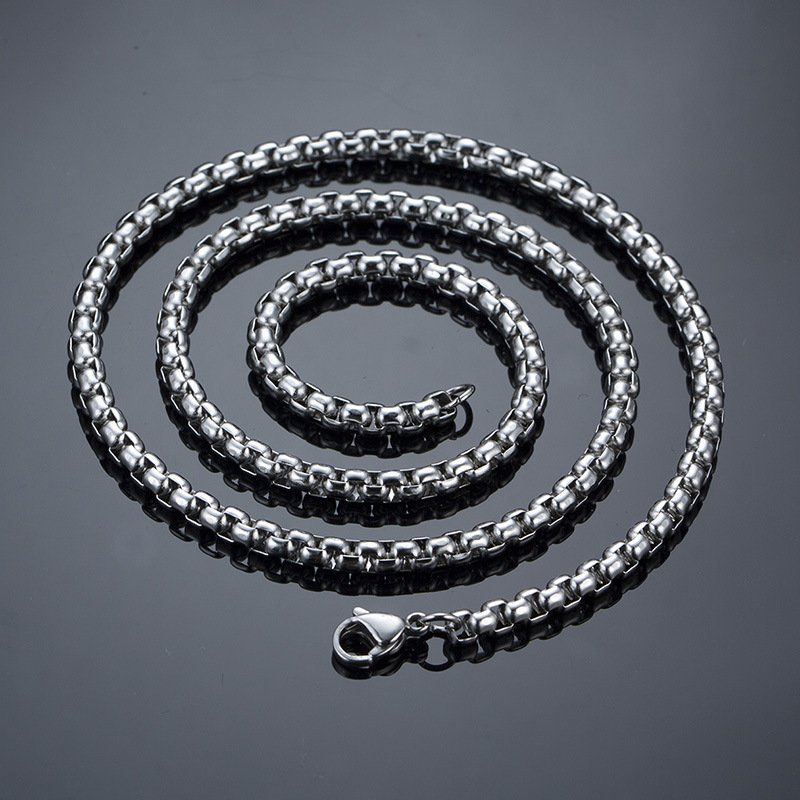 WM-C19 - Silver Pearl Necklace Box Chain
