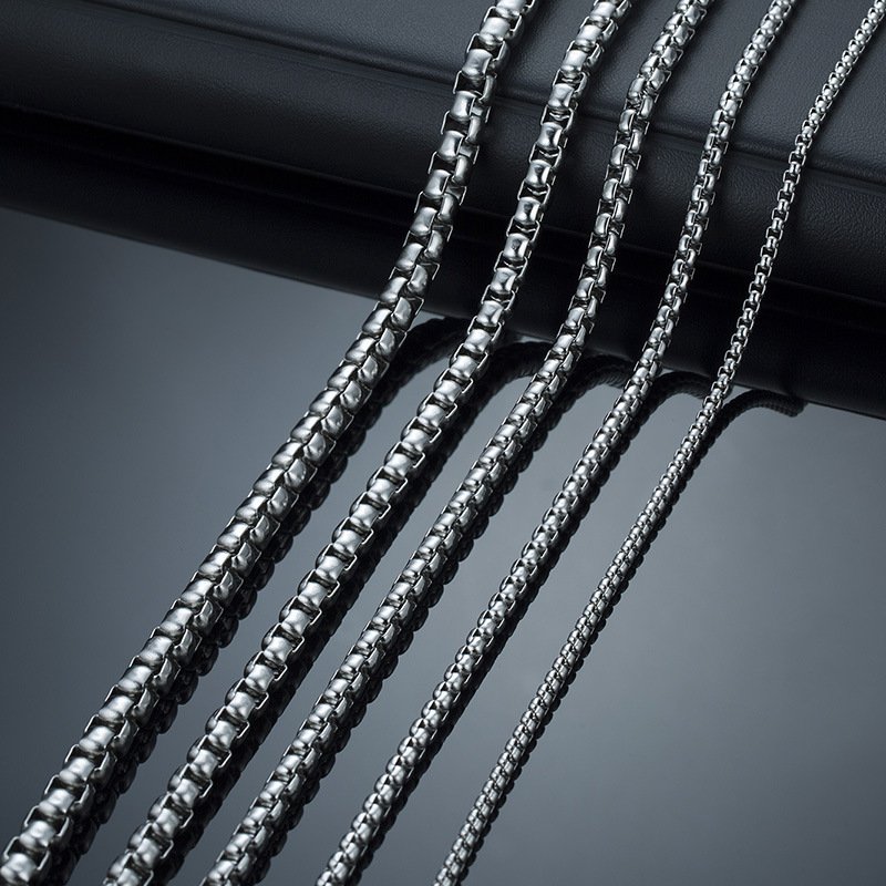 WM-C19 - Silver Pearl Necklace Box Chain