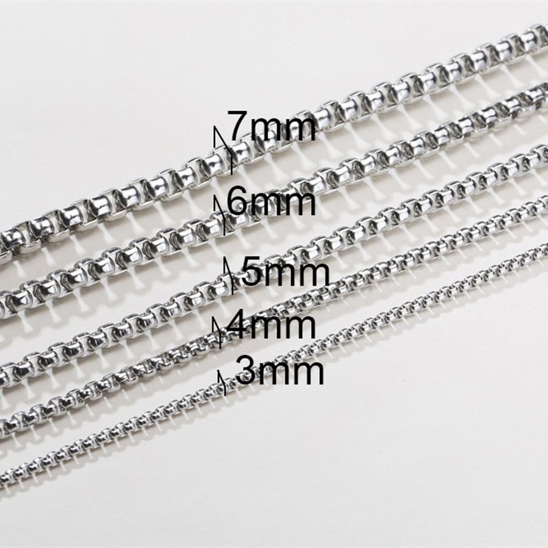 WM-C19 - Silver Pearl Necklace Box Chain — image 3