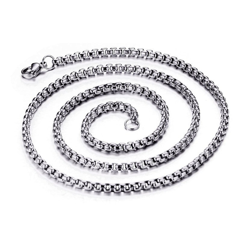 WM-C19 - Silver Pearl Necklace Box Chain — image 5