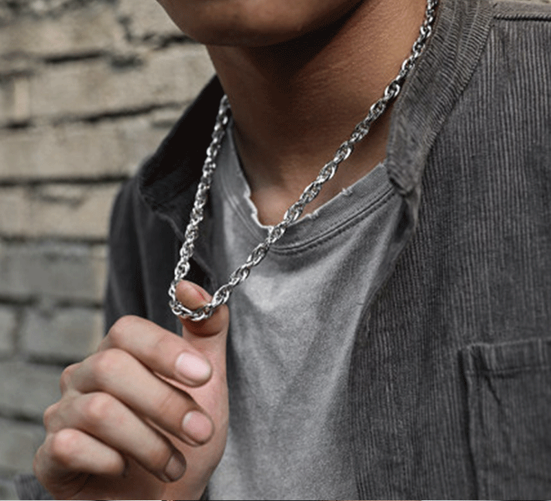 WM-C35- Men Silver Necklace Chain — image 13
