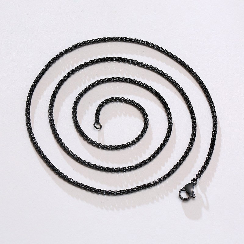 WM-C38 - Men Black Peral Necklace Chain