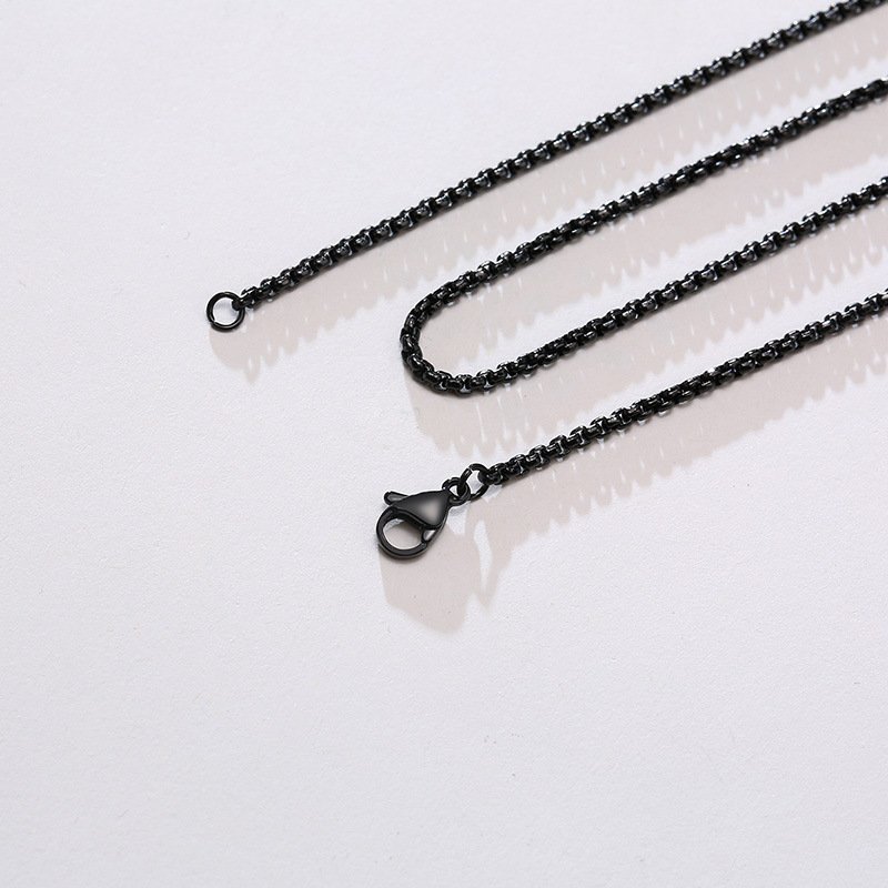 WM-C38 - Men Black Peral Necklace Chain