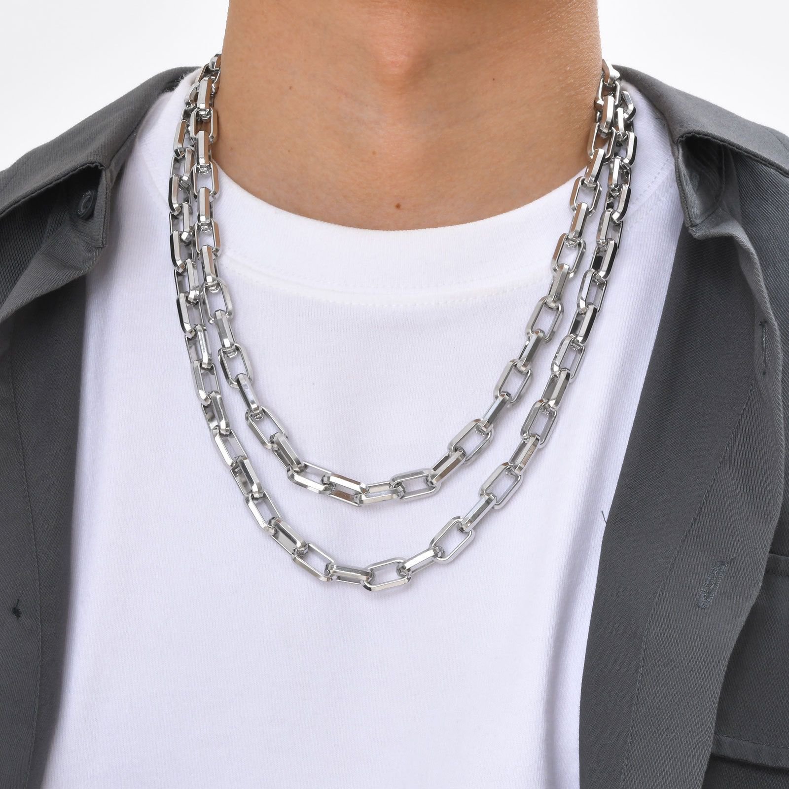 WM-C39 - Men-Women Silver Necklace Chain