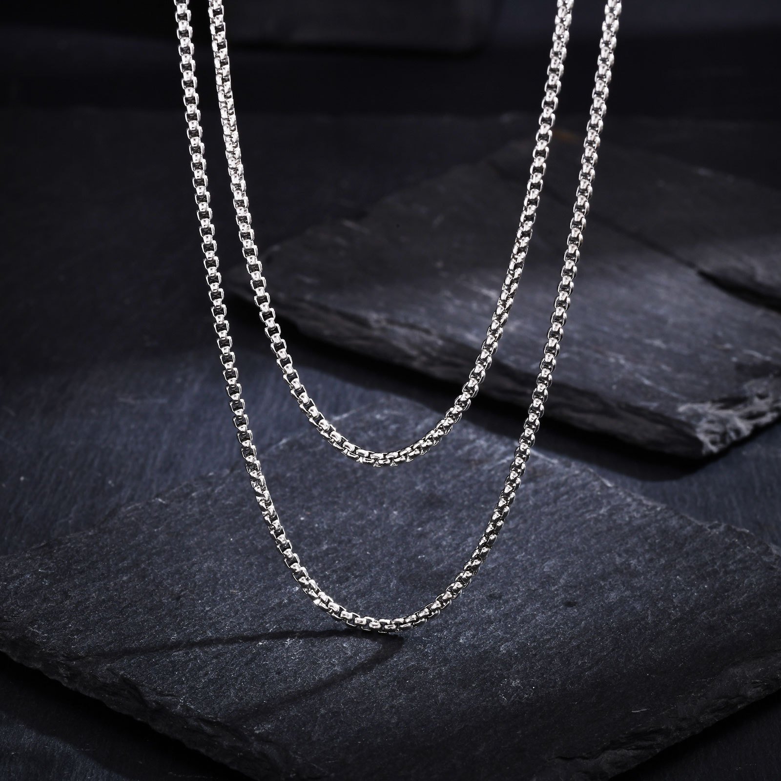 WM-C47 - Double Layer Men-Women Silver Necklace Chain