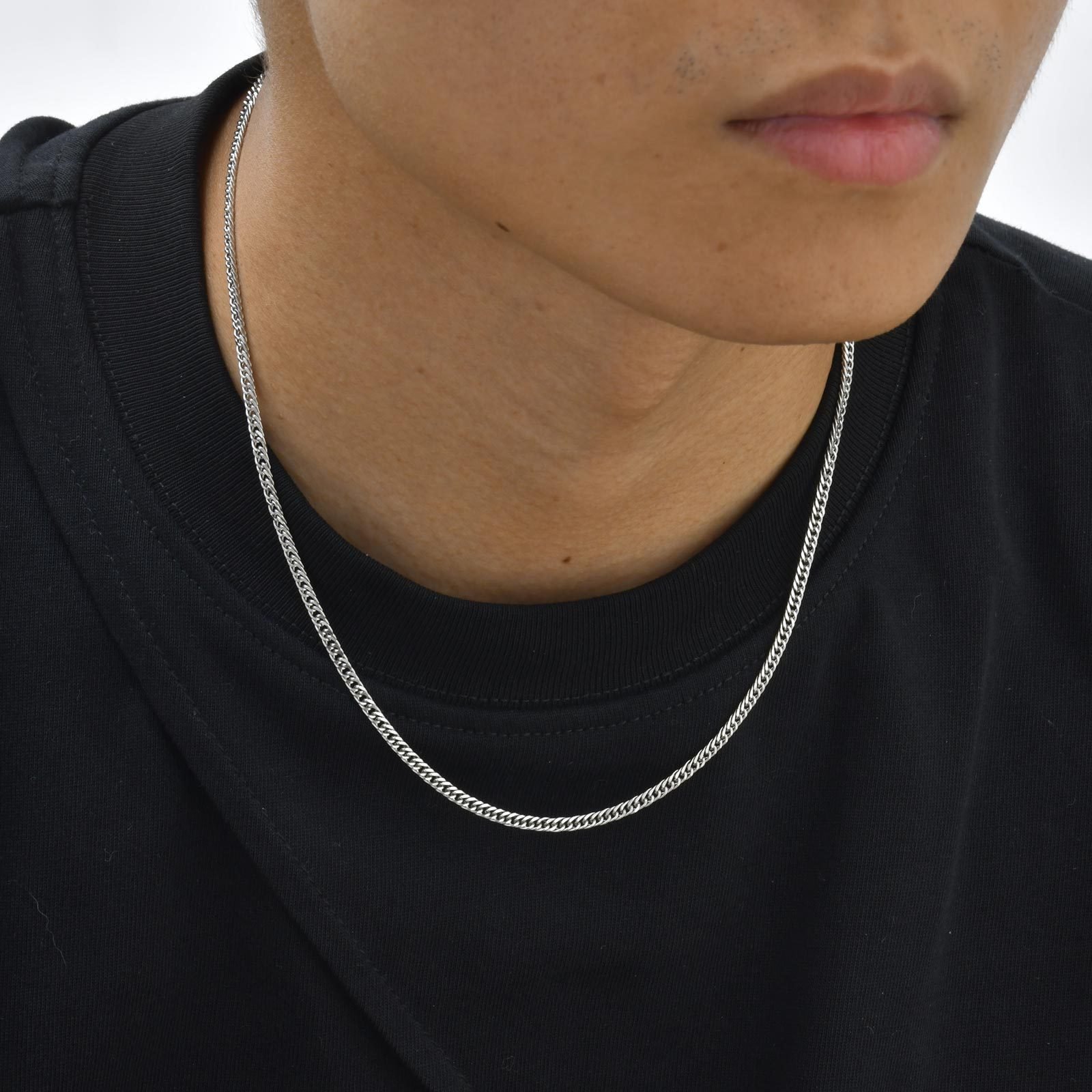 WM-C48 - Men-Women Silver Necklace Chain