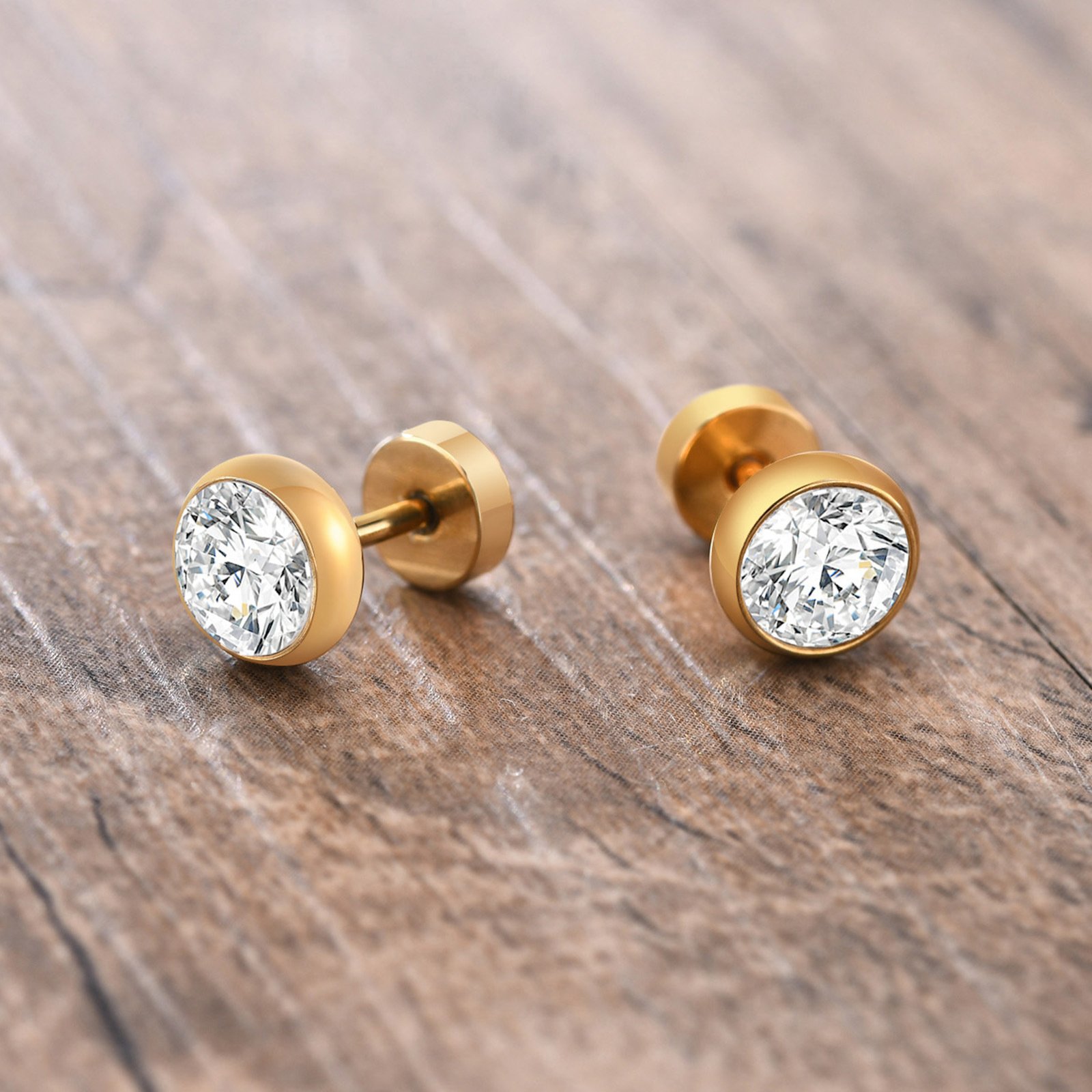 WM-E15 Golden Ear Studs Men Earring