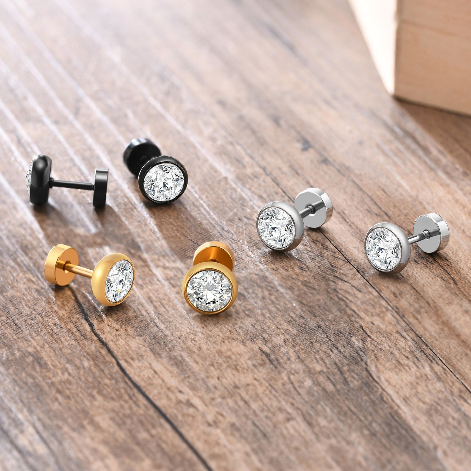 WM-E15 Golden Ear Studs Men Earring — image 6
