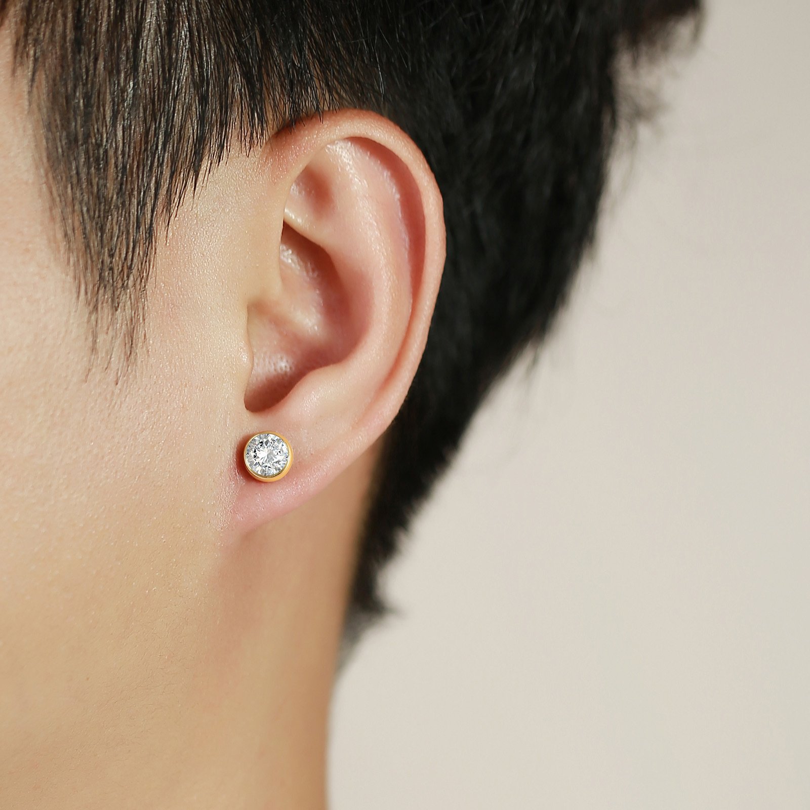 WM-E15 Golden Ear Studs Men Earring — image 9