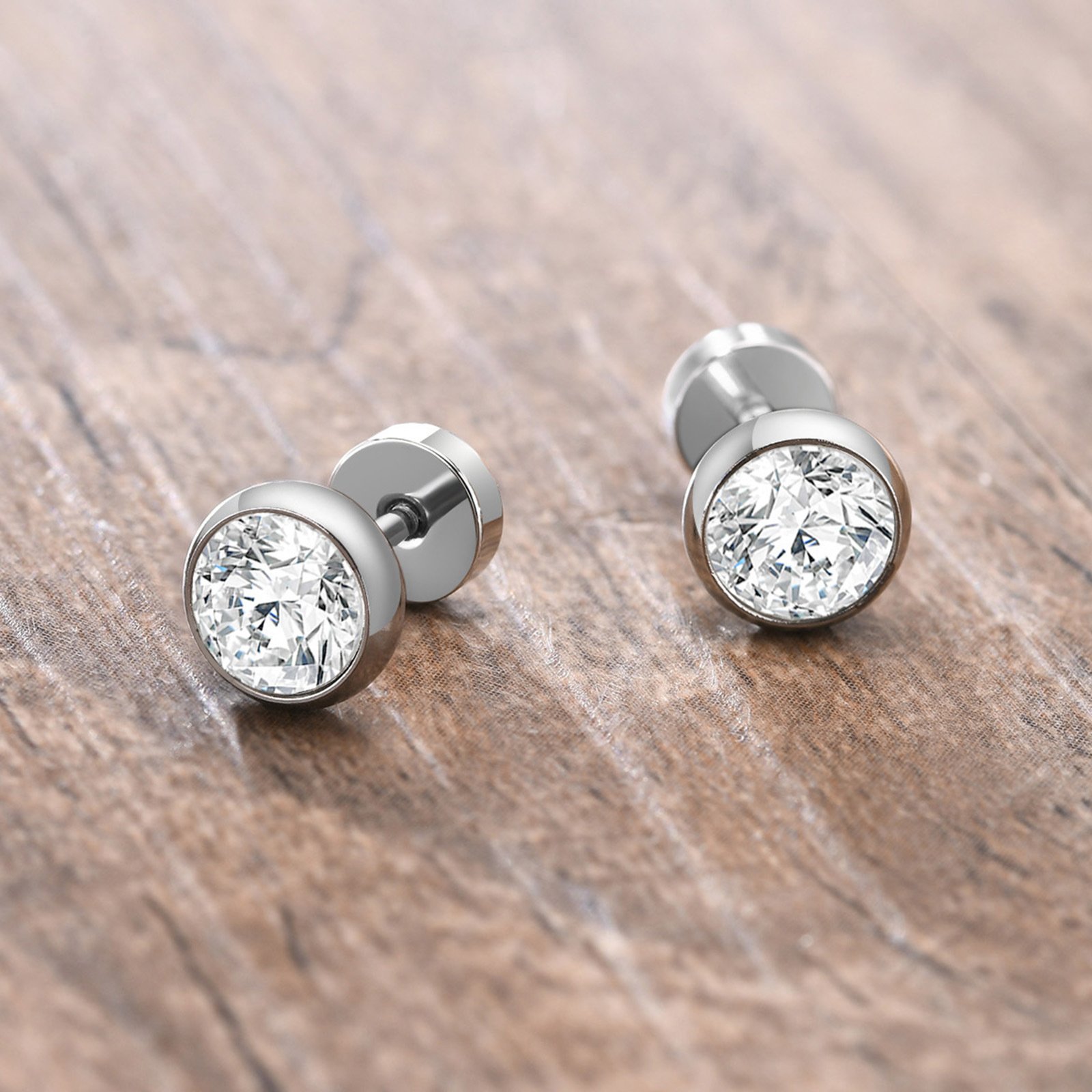 WM-E15 Silver Ear Studs Men Earring