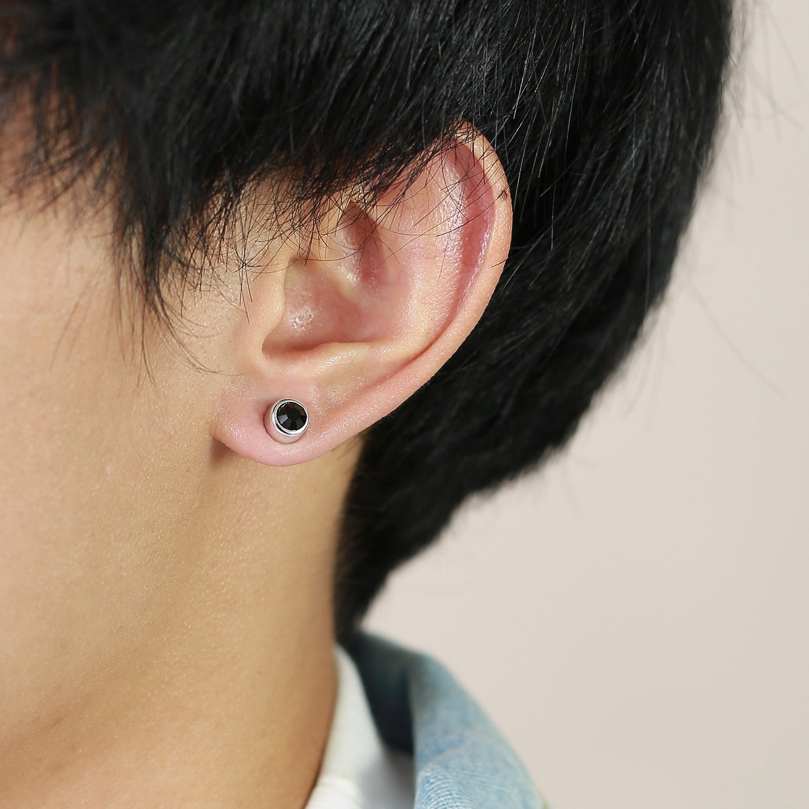 WM-E15 Silver Ear Studs Men Earring — image 5