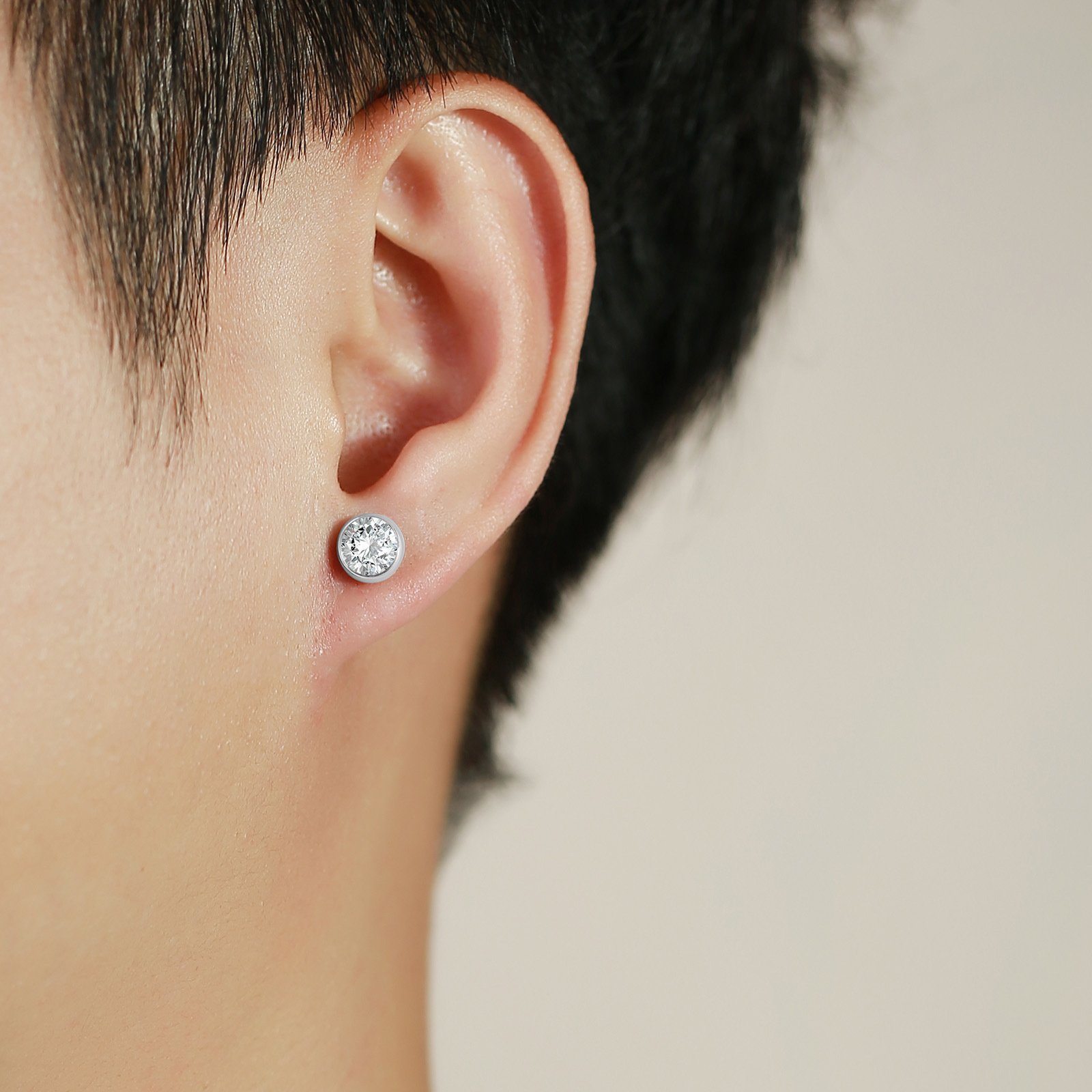 WM-E15 Silver Ear Studs Men Earring — image 8