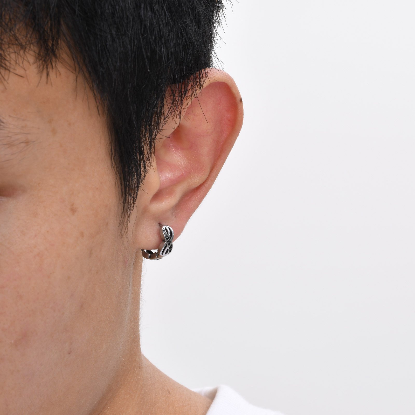 WM-E23 Silver Snake Ear Studs Men Earring