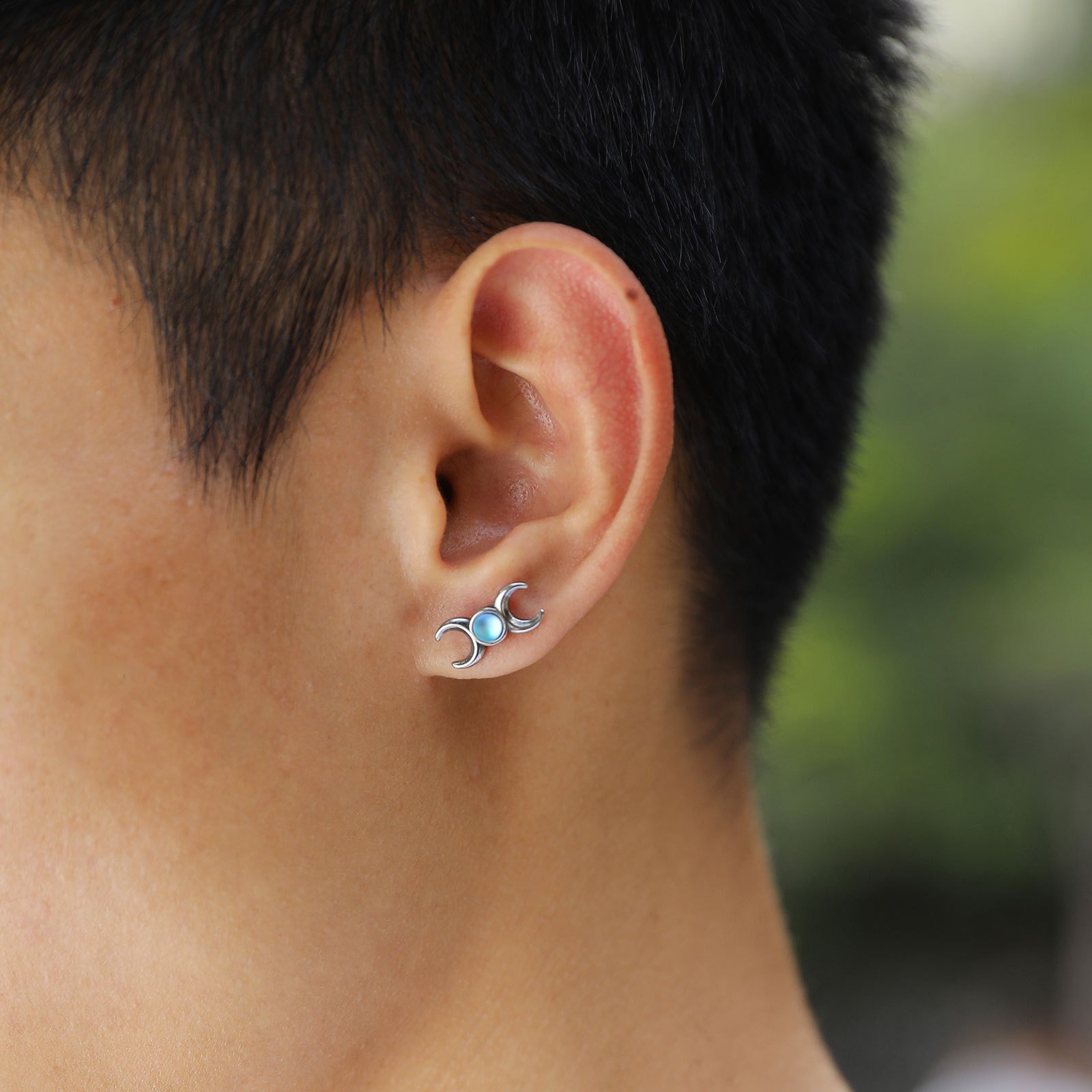 WM-E26 Silver Ear Studs Men Earring — image 5