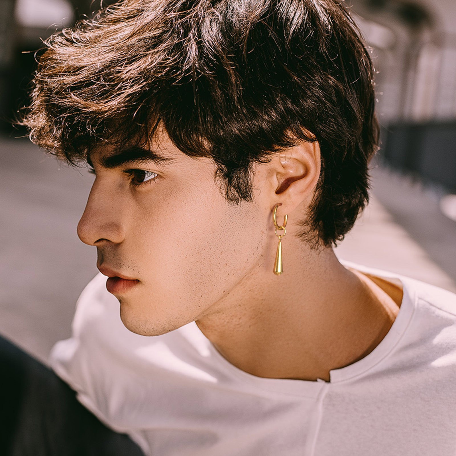 WM-E35 Black Ear Studs Men Earring — image 3