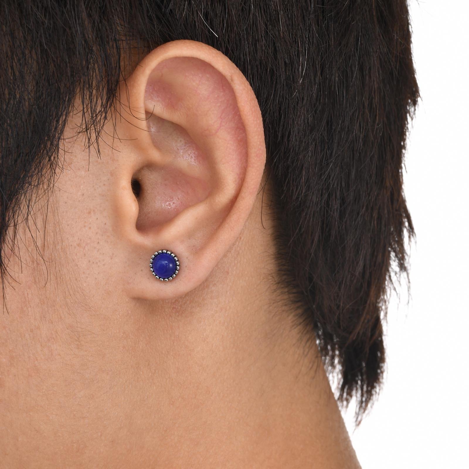 WM-E38 Blue Ear Studs Men Earring — image 3