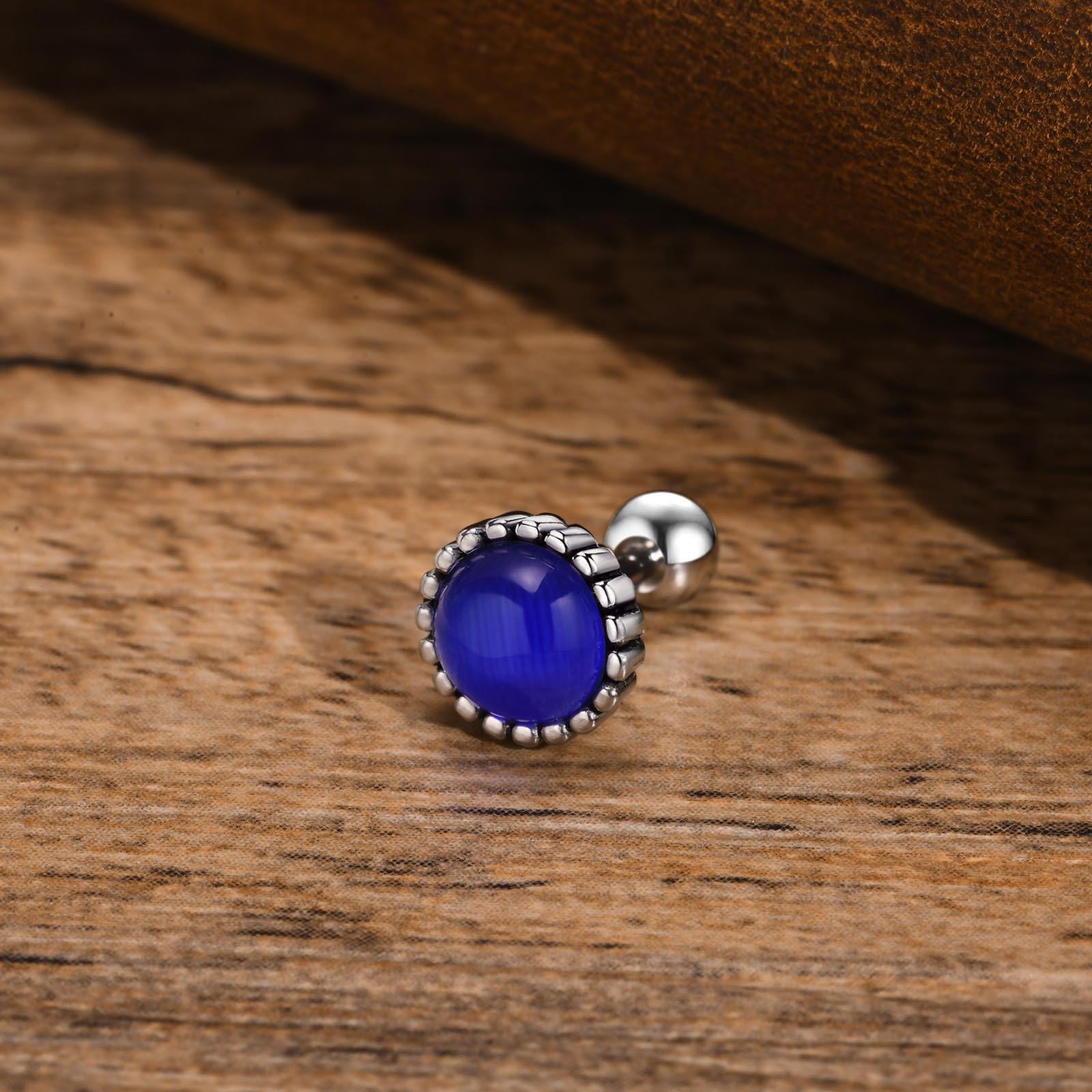 WM-E38 Blue Ear Studs Men Earring — image 4