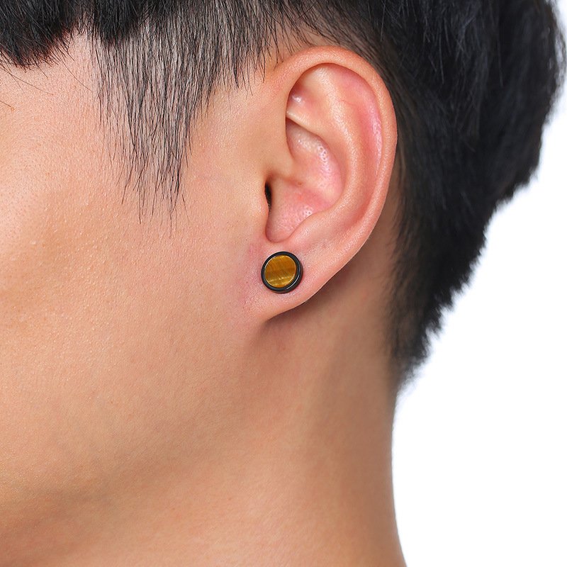 WM-E59 Brown Ear Studs Men Earring — image 5