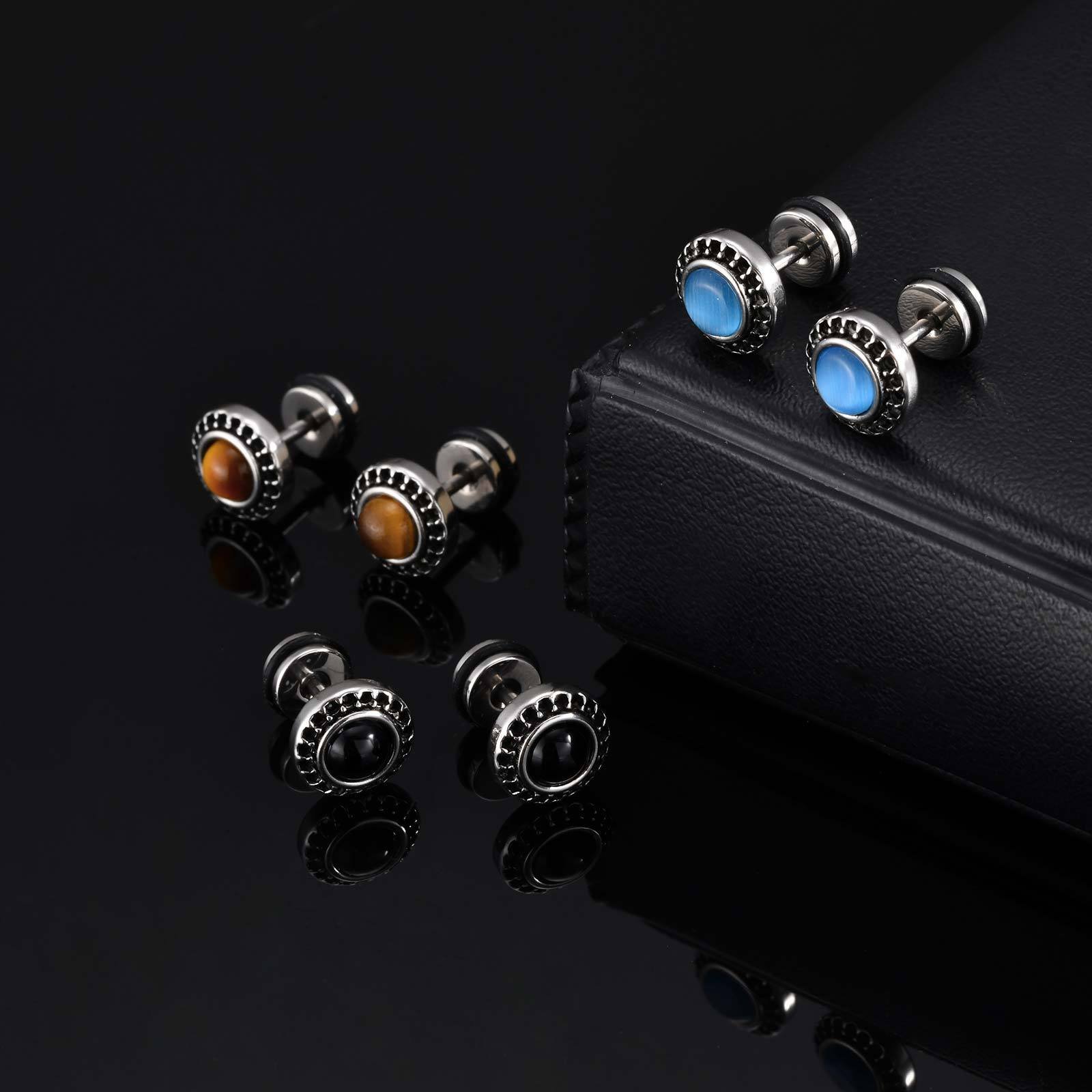 WM-E64 Black Ear Studs Men Earring — image 3