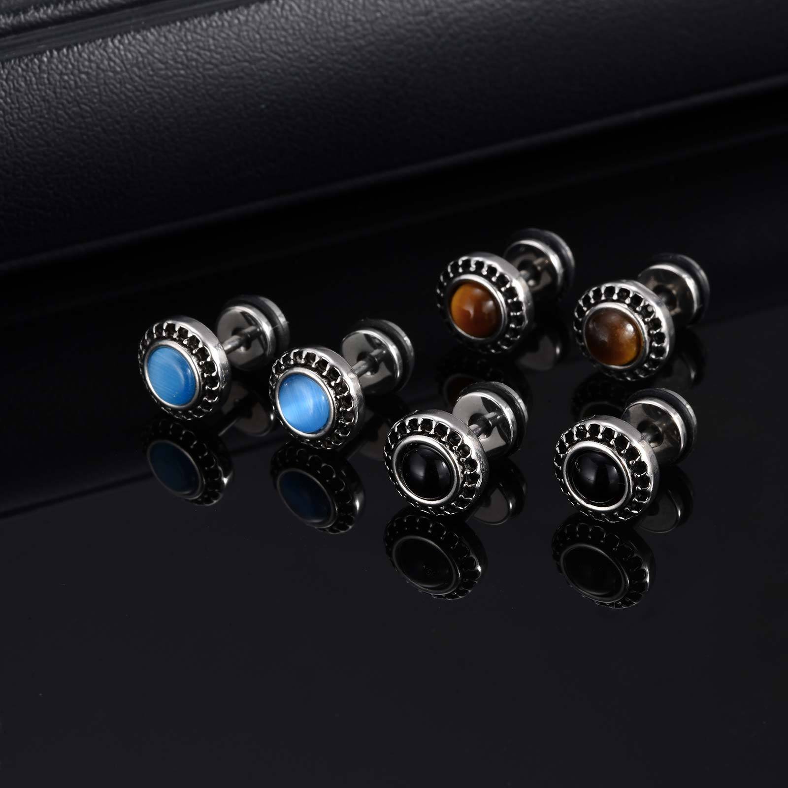 WM-E64 Black Ear Studs Men Earring — image 4