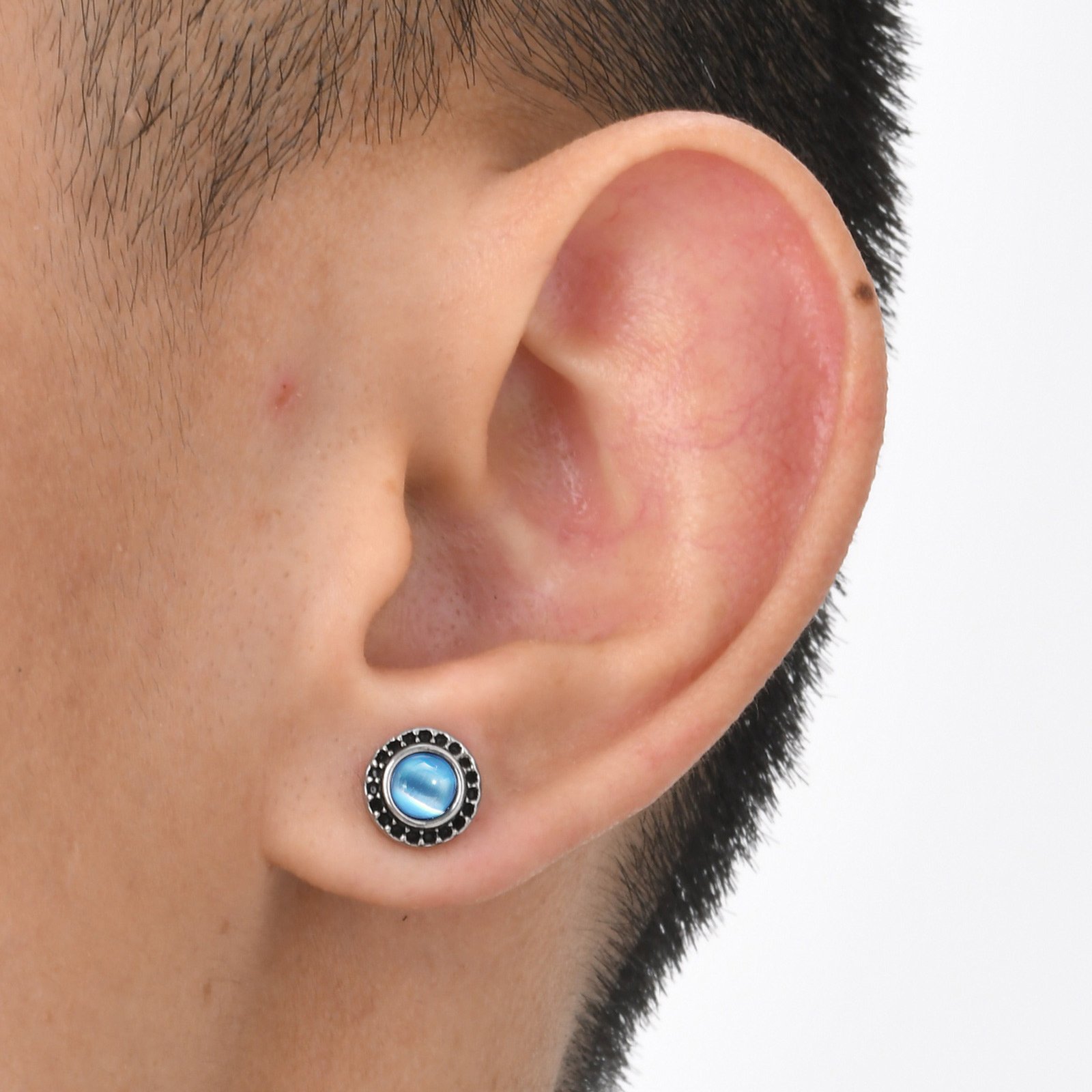 WM-E64 Blue Ear Studs Men Earring — image 7
