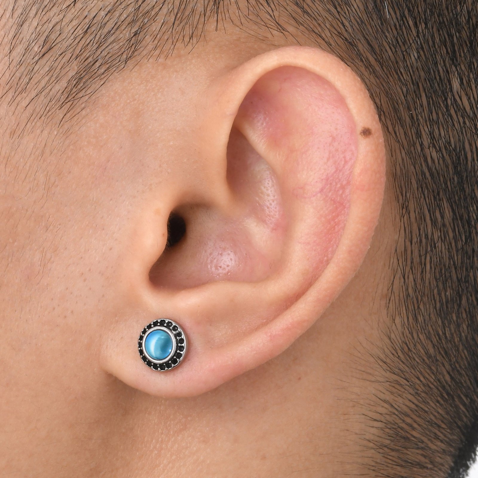 WM-E64 Blue Ear Studs Men Earring — image 8