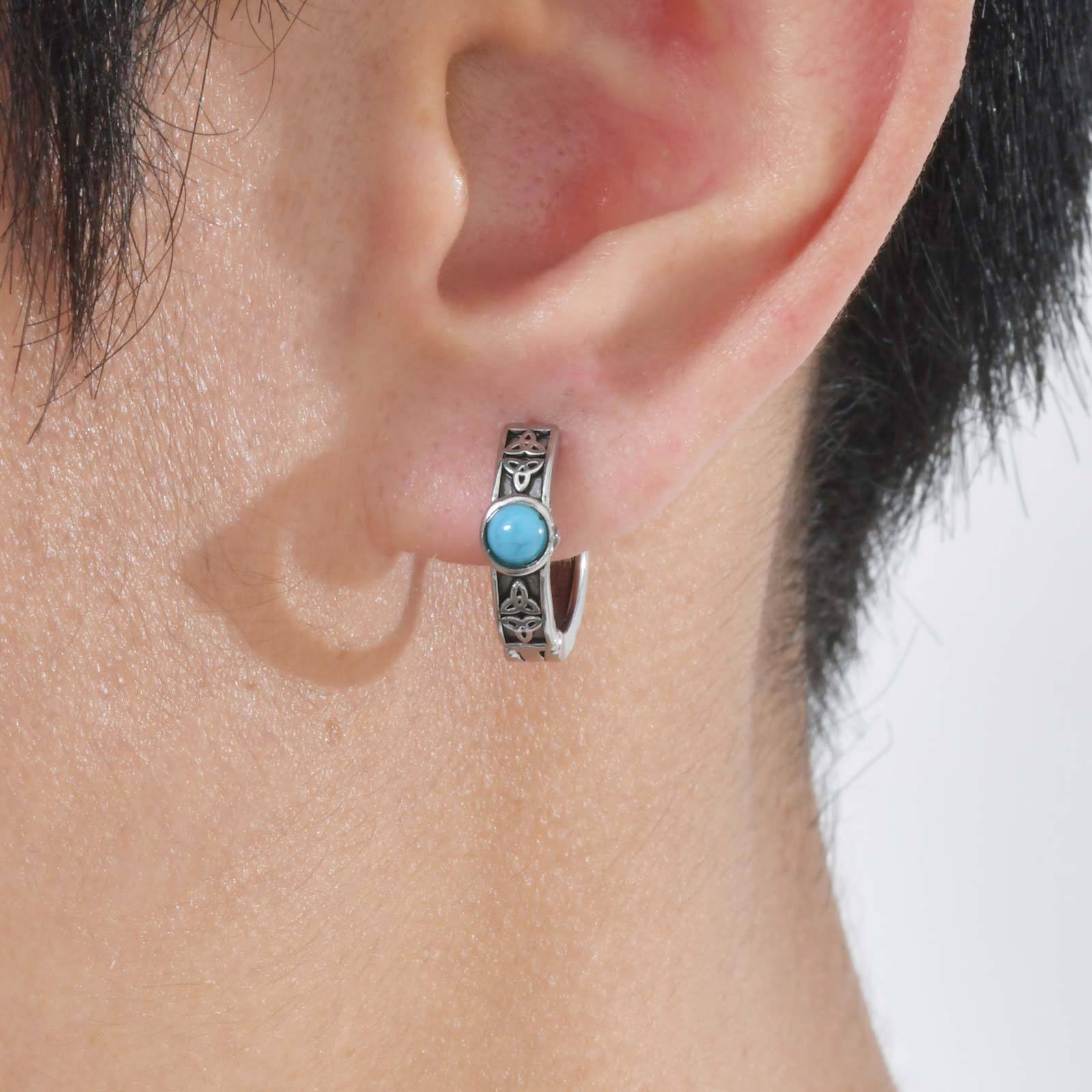 WM-E66 Silver Ear Studs Men Earring — image 5