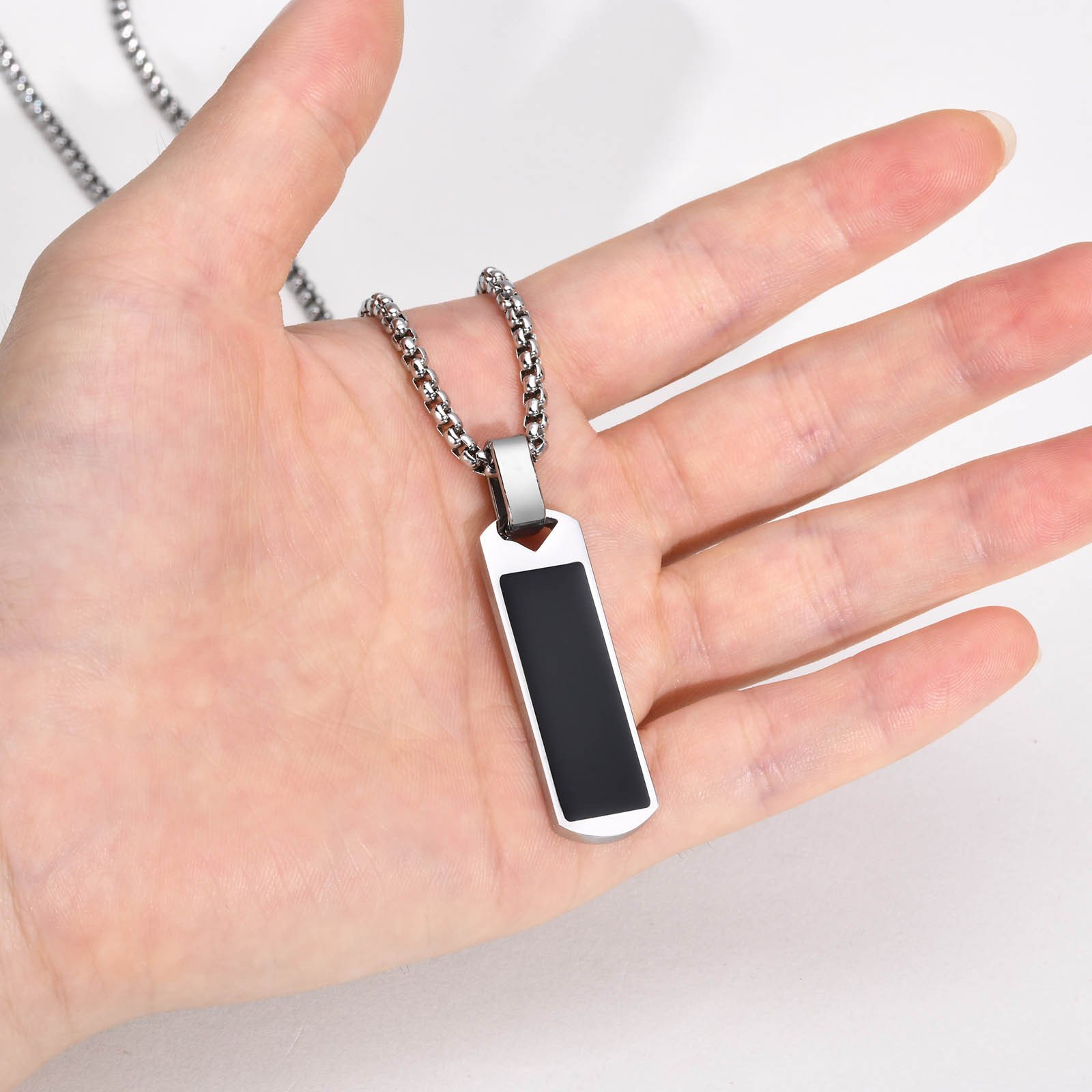WM-P105 Black Men, Women Necklace Pendant with Chain — image 6